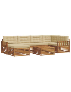 Set di divani con cuscino 7 pcs Naturale e Beige 2