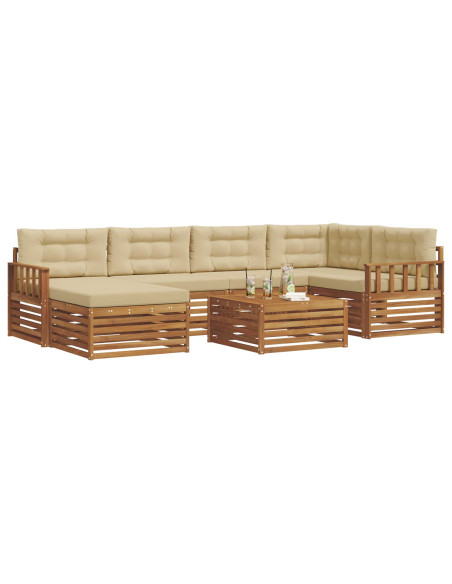 Set di divani con cuscino 7 pcs Naturale e Beige