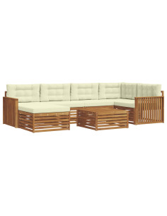 Set di divani con cuscino 7 pcs Naturale e Crema 2