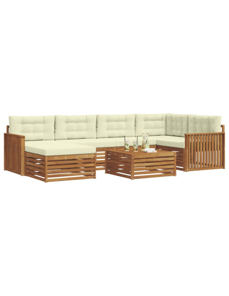 Set di divani con cuscino 7 pcs Naturale e Crema