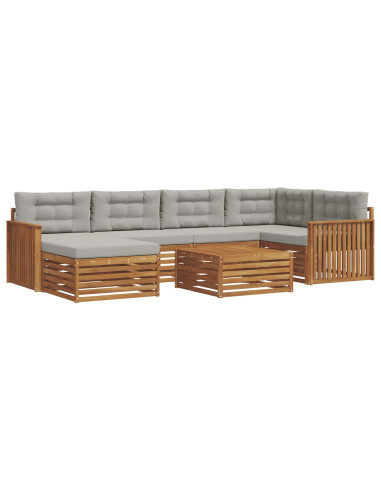 Set di divani con cuscino 19 pcs Grigio Naturale e Chiaro