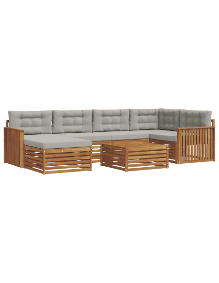 Set di divani con cuscino 19 pcs Grigio Naturale e Chiaro