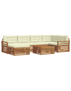 Set di divani con cuscino 7 pcs Naturale e Crema 2