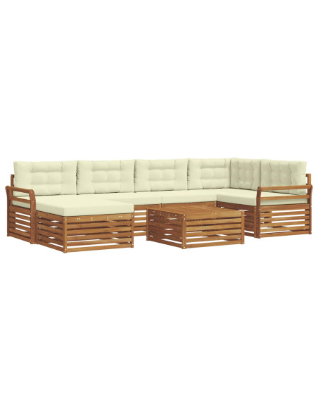 Set di divani con cuscino 7 pcs Naturale e Crema