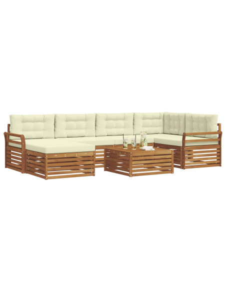 Set di divani con cuscino 7 pcs Naturale e Crema