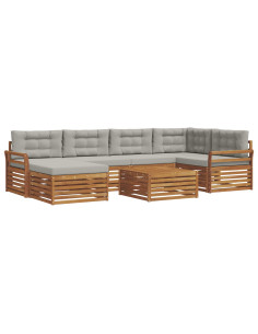 Set di divani con cuscino 19 pcs Grigio Naturale e Chiaro 2