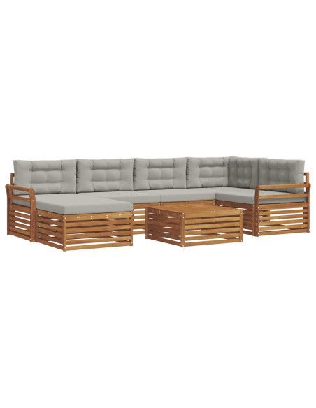 Set di divani con cuscino 19 pcs Grigio Naturale e Chiaro