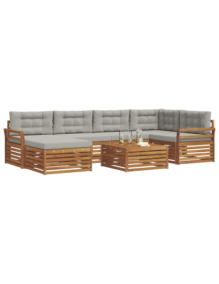 Set di divani con cuscino 19 pcs Grigio Naturale e Chiaro