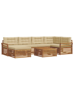 Set di divani con cuscino 7 pcs Naturale e Beige 2