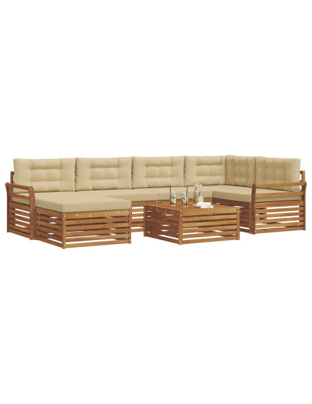 Set di divani con cuscino 7 pcs Naturale e Beige