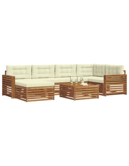 Set di divani con cuscino 7 pcs Naturale e Crema