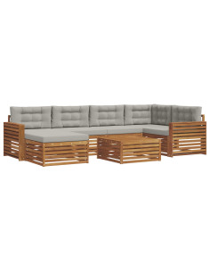 Set di divani con cuscino 19 pcs Grigio Naturale e Chiaro 2