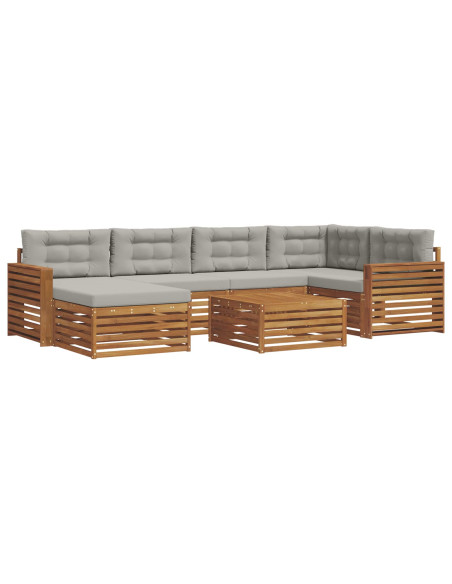 Set di divani con cuscino 19 pcs Grigio Naturale e Chiaro