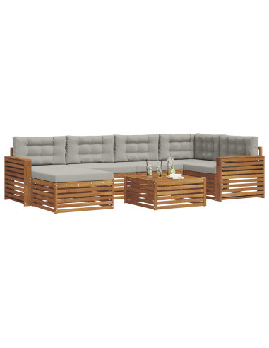 Set di divani con cuscino 19 pcs Grigio Naturale e Chiaro