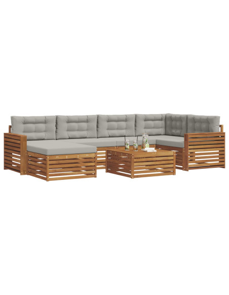Set di divani con cuscino 19 pcs Grigio Naturale e Chiaro