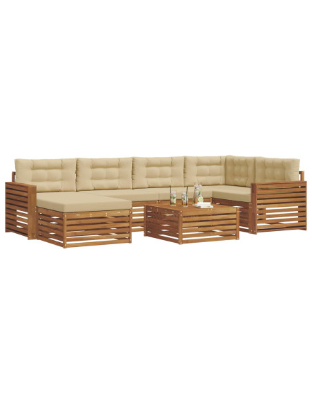 Set di divani con cuscino 7 pcs Naturale e Beige