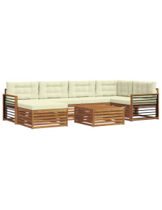Set di divani con cuscino 7 pcs Naturale e Crema 2
