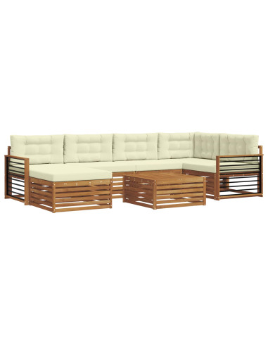 Set di divani con cuscino 7 pcs Naturale e Crema