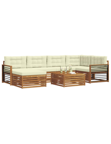 Set di divani con cuscino 7 pcs Naturale e Crema