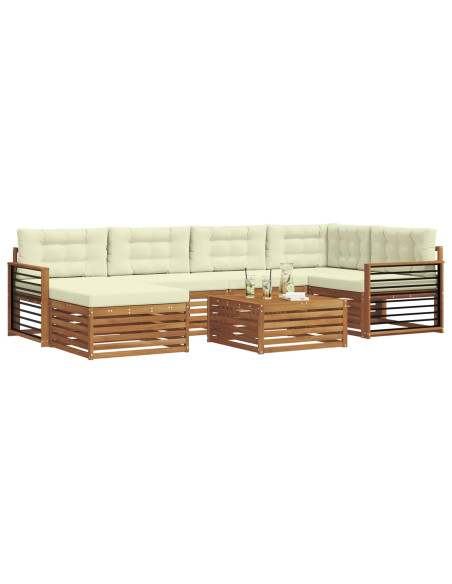 Set di divani con cuscino 7 pcs Naturale e Crema