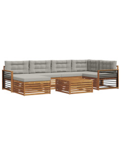 Set di divani con cuscino 19 pcs Grigio Naturale e Chiaro 2