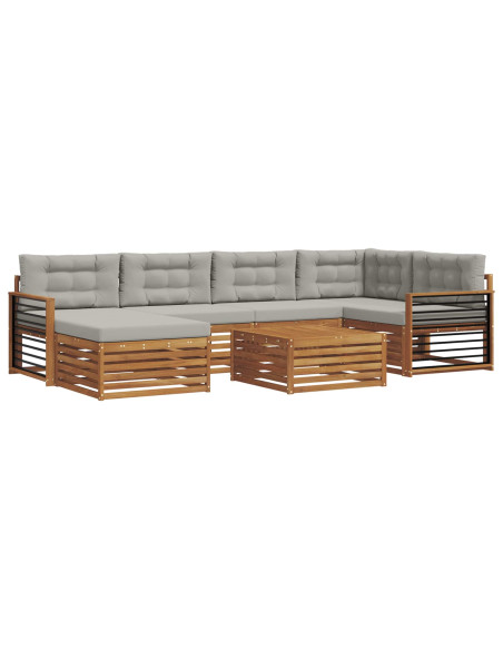 Set di divani con cuscino 19 pcs Grigio Naturale e Chiaro