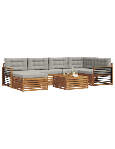 Set di divani con cuscino 19 pcs Grigio Naturale e Chiaro