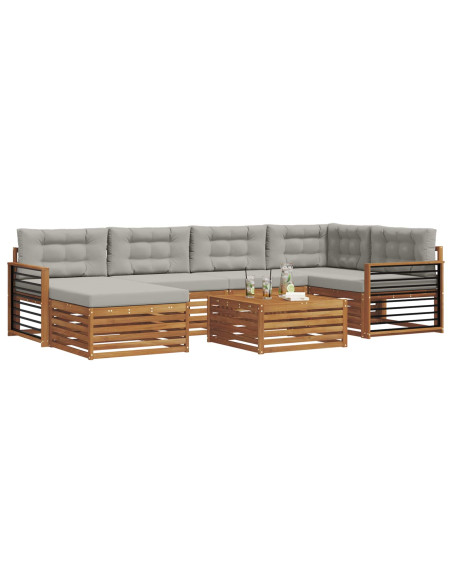 Set di divani con cuscino 19 pcs Grigio Naturale e Chiaro
