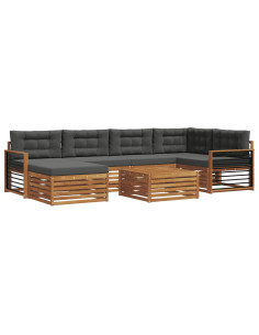 Set di divani con cuscino 7 pcs Naturale e Antracite 2