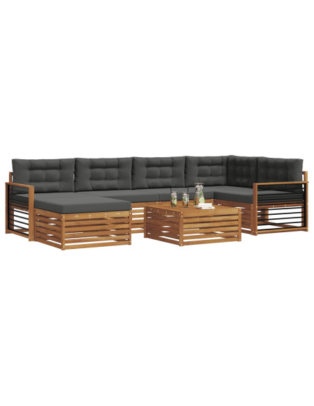 Set di divani con cuscino 7 pcs Naturale e Antracite