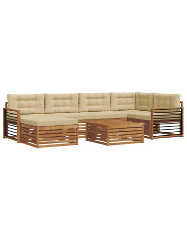 Set di divani con cuscino 7 pcs Naturale e Beige