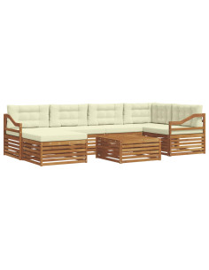 Set di divani con cuscino 7 pcs Naturale e Crema 2