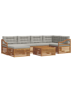 Set di divani con cuscino 19 pcs Grigio Naturale e Chiaro 2