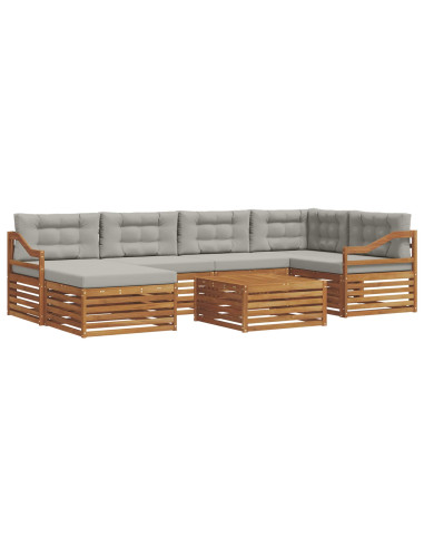 Set di divani con cuscino 19 pcs Grigio Naturale e Chiaro