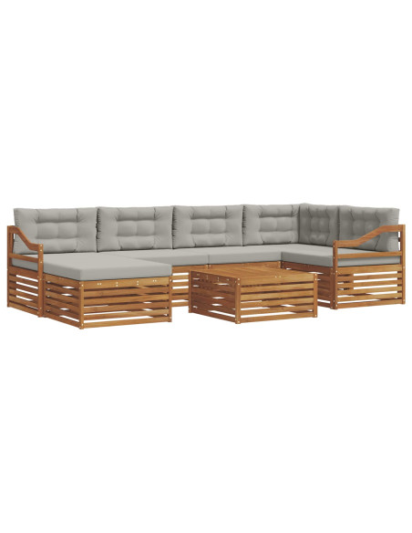 Set di divani con cuscino 19 pcs Grigio Naturale e Chiaro