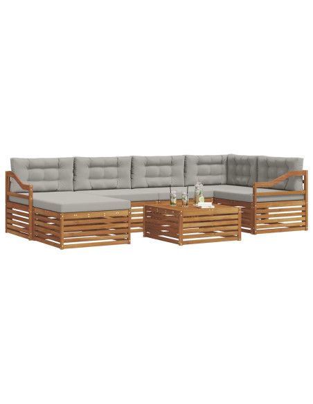 Set di divani con cuscino 19 pcs Grigio Naturale e Chiaro