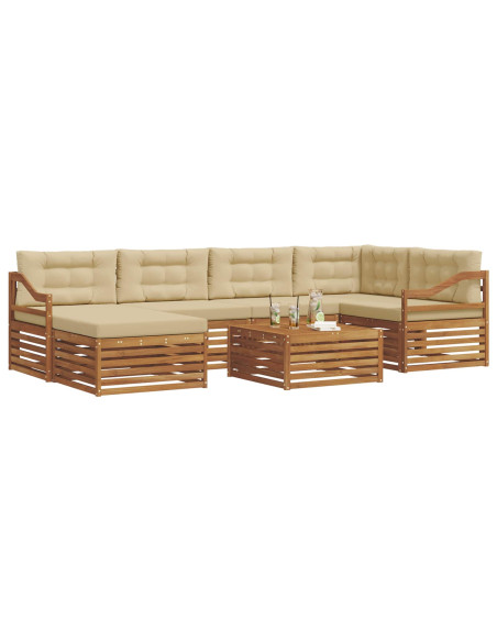 Set di divani con cuscino 7 pcs Naturale e Beige
