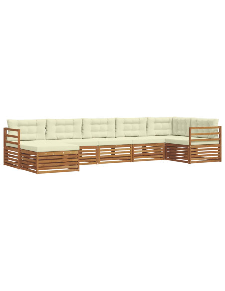 Set divani 7 pcs Naturale e Crema Legno di Acacia Massello