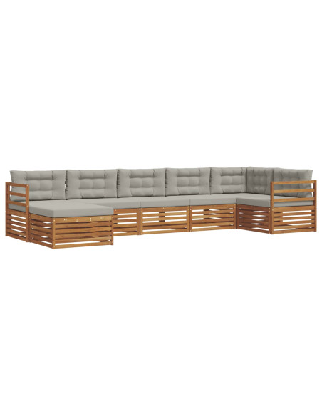 Set divani con cuscino 7 pcs Grigio Naturale e Chiaro