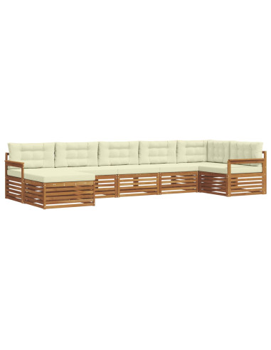Set divani 7 pcs Naturale e Crema Legno di Acacia Massello