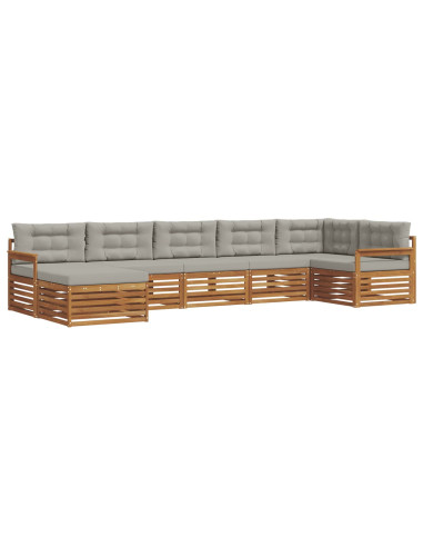 Set divani con cuscino 7 pcs Grigio Naturale e Chiaro