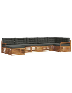 Set divani 7 pcs Naturale e Antracite Legno di Acacia Massello 2