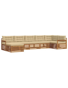 Set divani 7 pcs Naturale e Beige Legno di Acacia Massello 2