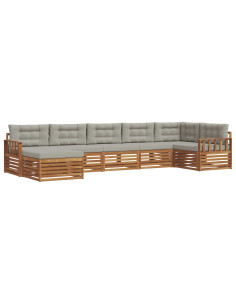 Set divani con cuscino 7 pcs Grigio Naturale e Chiaro 2