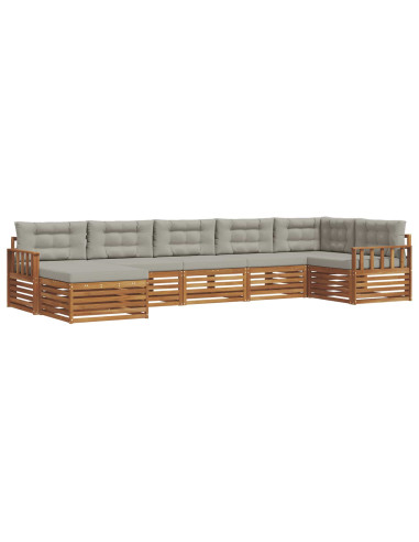 Set divani con cuscino 7 pcs Grigio Naturale e Chiaro