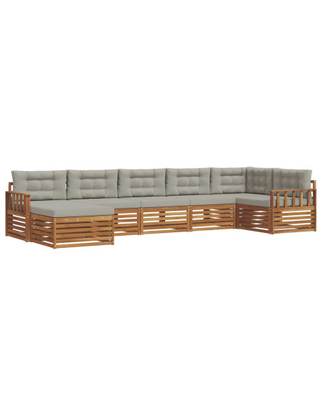 Set divani con cuscino 7 pcs Grigio Naturale e Chiaro