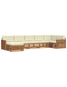 Set divani 7 pcs Naturale e Crema Legno di Acacia Massello 2