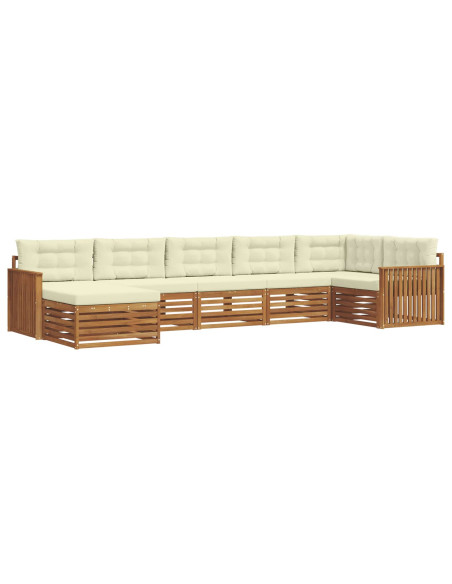 Set divani 7 pcs Naturale e Crema Legno di Acacia Massello
