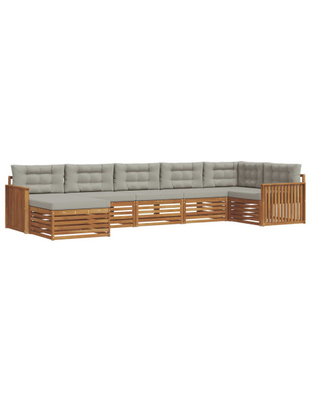 Set divani con cuscino 7 pcs Grigio Naturale e Chiaro