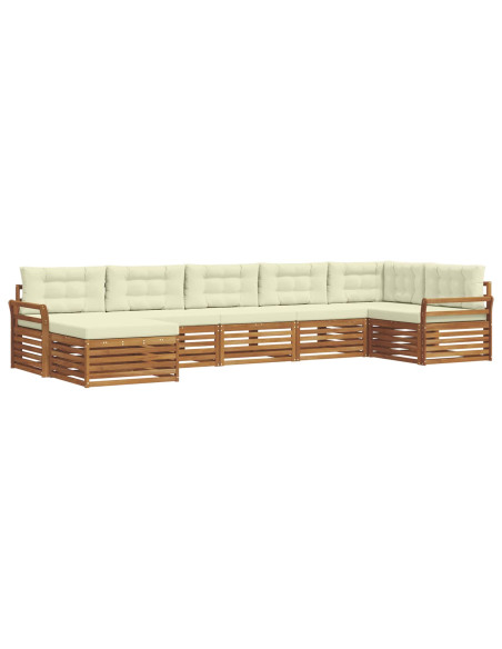 Set divani 7 pcs Naturale e Crema Legno di Acacia Massello